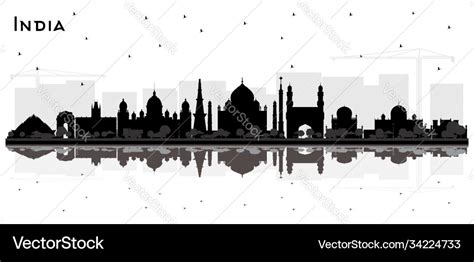 India city skyline silhouette with black Vector Image