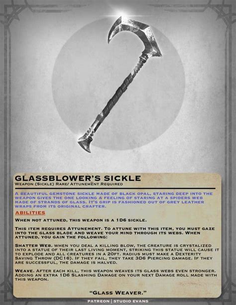 Glassblower's Sickle : DnDHomebrew Dungeons And Dragons Rules, Dnd Dragons, Dungeons And Dragons ...