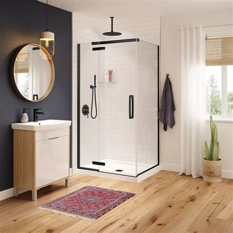 MAAX Davana 34W x 42L x 78H Rectangular Frameless Pivot Corner Shower ...