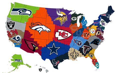 Closest NFL Team to Each US County : nfl | Nfl teams, Nfl