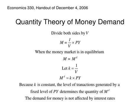 PPT - Quantity Theory of Money Demand PowerPoint Presentation, free download - ID:865118