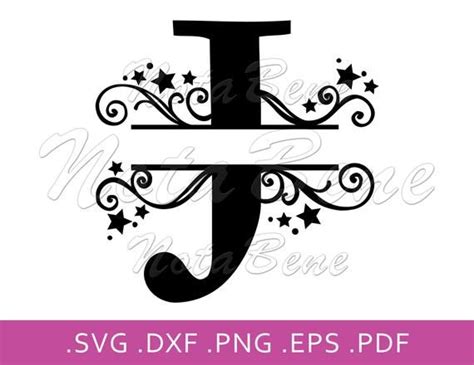 J Split Monogram SVG Elegant Split letter J SVG Swirls Stars | Etsy in ...