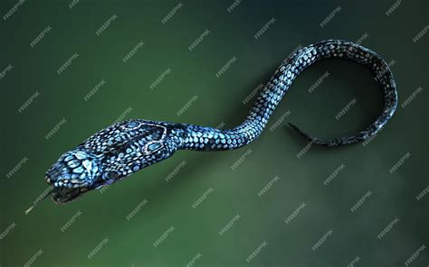 Premium Photo | Blue color of king cobra the world039s longest venomous snake isolated on green ...