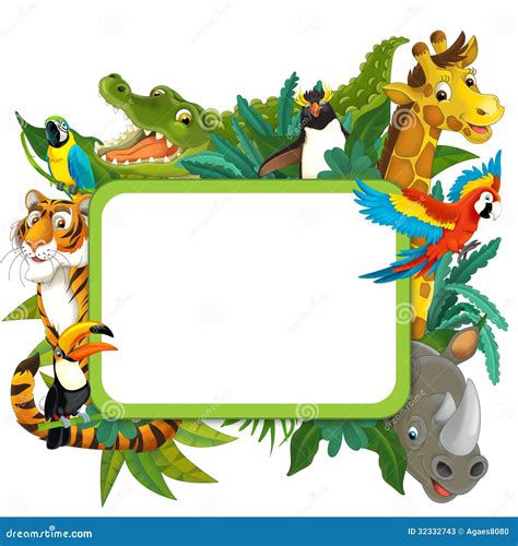 Banner - Frame - Border - Jungle Safari Theme - Illustration For The Children Stock Illustration ...