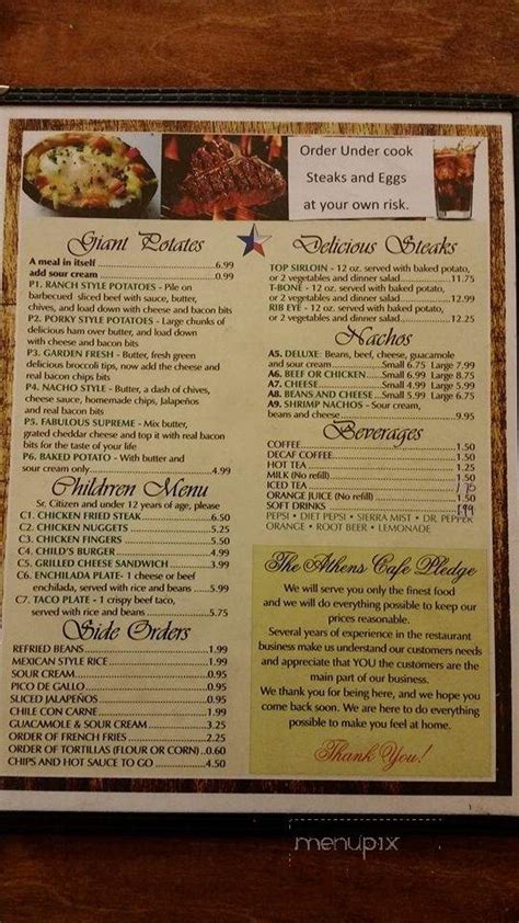 Online Menu of Athens Cafe, Athens, TX