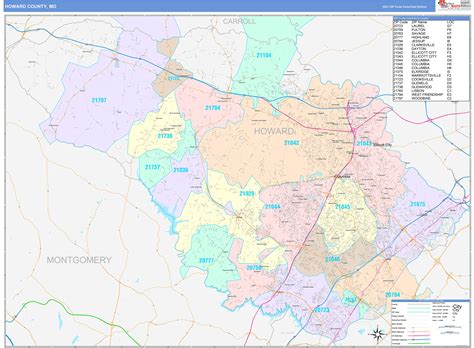 Howard County, MD Wall Map Color Cast Style by MarketMAPS - MapSales