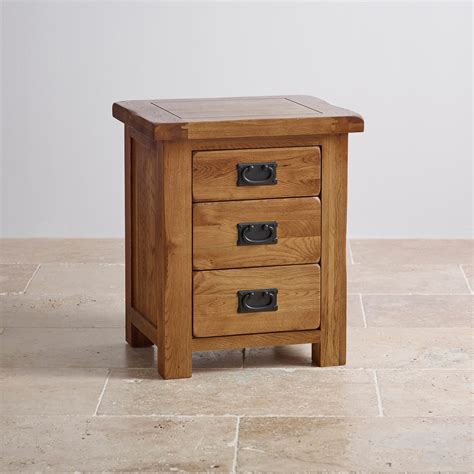 Original Rustic 3 Drawer Bedside Cabinet | Oak Furniture Land