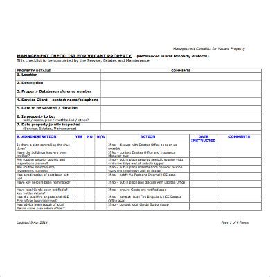 Property Management Checklist - 12+ Examples, Format, Pdf