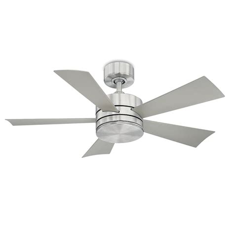 Modern Forms Wynd 42-in Stainless Steel Integrated LED Indoor/Outdoor Smart Ceiling Fan with ...