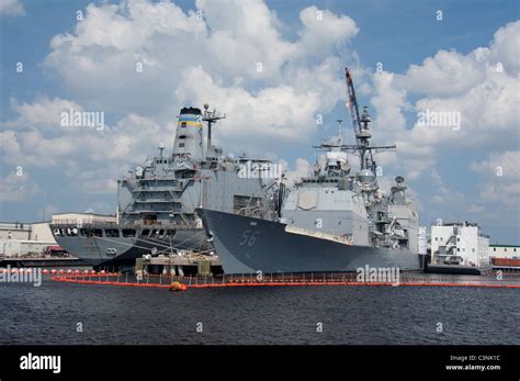 Virginia, Norfolk. Norfolk Naval Base. US Navy container supply ship ...