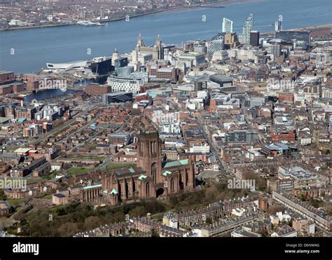 aerial view of Liverpool city on Merseyside in the UK Stock Photo, Royalty Free Image: 55795840 ...