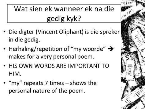 Woorde Vincent Oliphant Context of poem Oliphant wrote