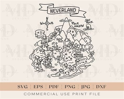 Peter Pan SVG Neverland Map SVG Never Grow up Svg Family - Etsy Australia