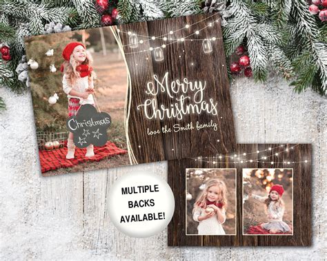 Rustic Christmas Card With Photo Christmas Card Photo | Etsy