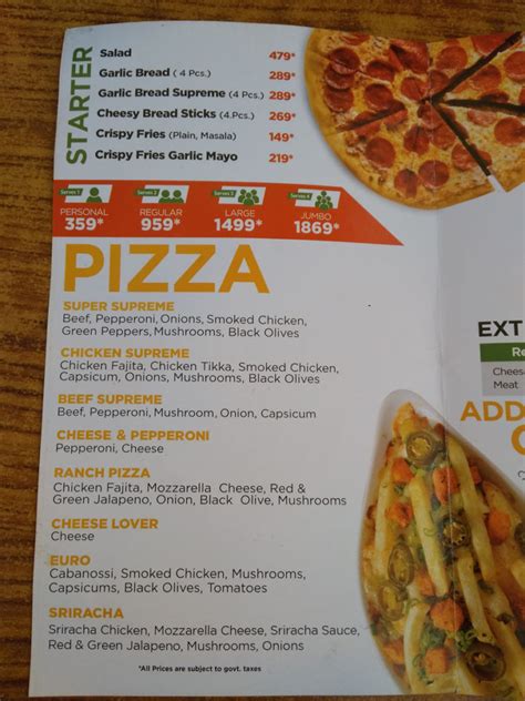 California Pizza Menu and Deals in Karachi - Restaurant Menu