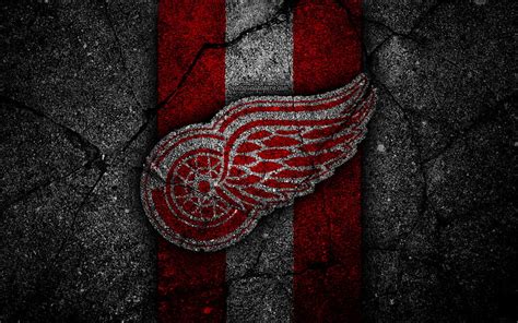 4K free download | Detroit Red Wings, logo, hockey club, NHL, black ...