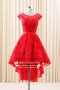Lace Homecoming desses high low Red A-Line short dress - Prom Dresses
