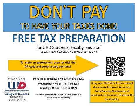 Free tax preparation available to UHD community | The Hub