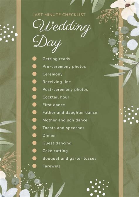 Wedding Day Checklist - Piktochart