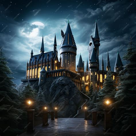 Premium Photo | Hogwarts Castle at night