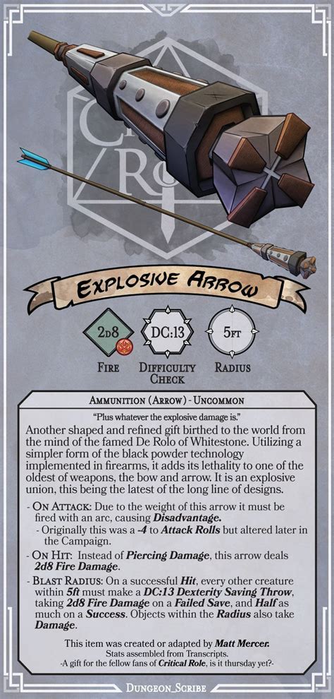 CR: Explosive Arrow | Dnd 5e homebrew, Dungeons and dragons homebrew ...