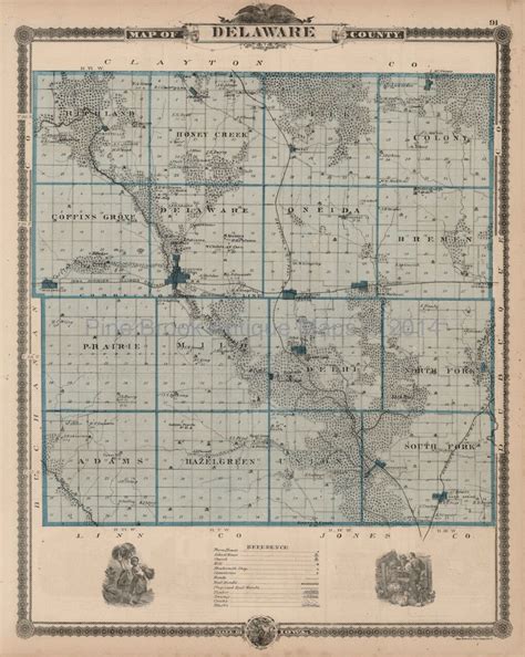 Delaware County Iowa Map Original Decor History Anniversary - Etsy