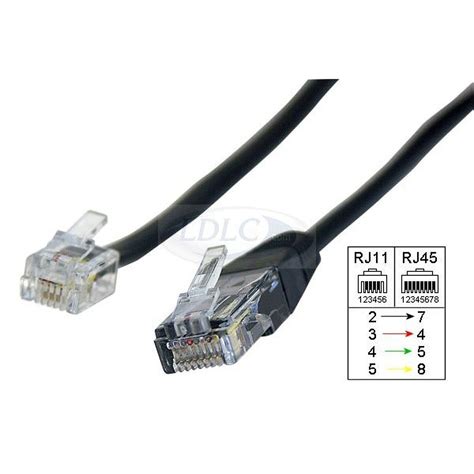 Adapter cable RJ11 male / RJ45 male (5 meters) - RJ11 & RJ12 ...