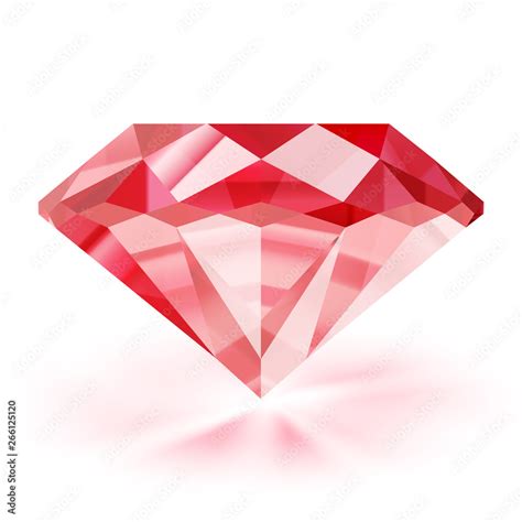 Realistic ruby illustration - vector red diamond on white background ...