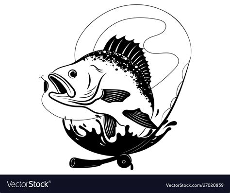 Fishing logo black and white Royalty Free Vector Image