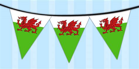 Bright and Colourful Welsh Flag Bunting (teacher made)