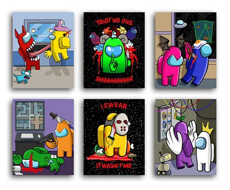 Buy GROUP DMR Among Us s for Boys Room - 8x10 Inches Unframed Set of 6 ...