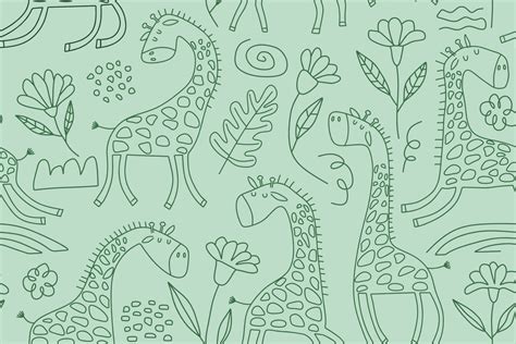 Cute seamless pattern with wild animals line art. 10257351 Vector Art at Vecteezy