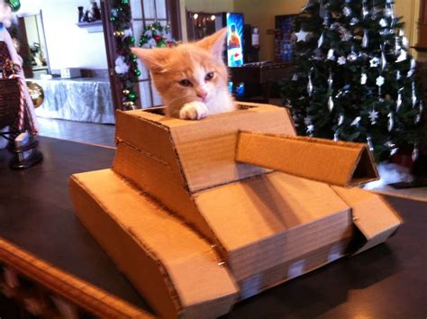 How to Build a Tank With a Cardboard Box | Cardboard cat house, Cat ...