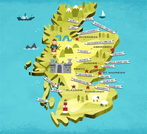 Map Showing Golf Courses In Scotland