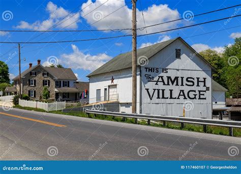 Amish Village Sign on Barn editorial photography. Image of plain ...