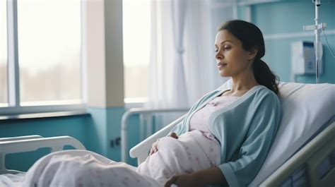 Premium AI Image | a pregnant woman in a hospital bed