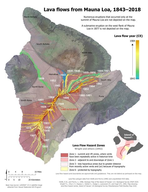 Mauna Loa Lava Flow Eruption Map as Active Volcano Bursts to Life