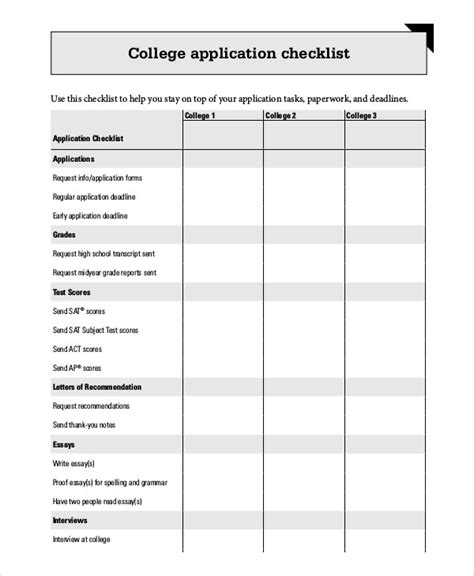 Application Checklist Template - 13+ Free Samples, Examples Format Download | Free & Premium ...