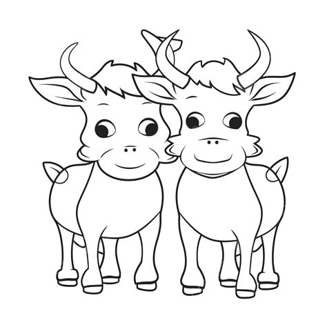 Gambar Dua Halaman Mewarnai Kambing Lucu Menguraikan Gambar Sketsa Vektor, Gambar Sapi Lucu ...