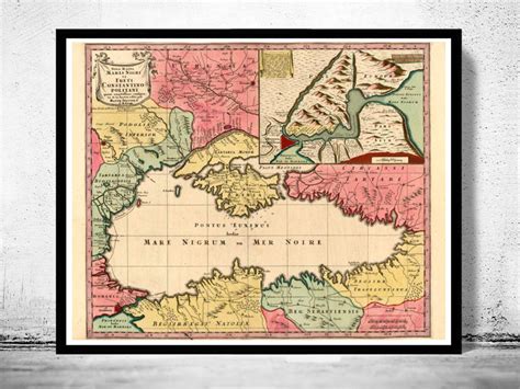 Old Map of Black Sea 1750 Crimea Vintage Map Wall Map Print - VINTAGE ...