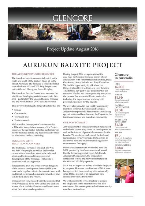 (PDF) AURUKUN BAUXITE PROJECT - glencore.com.au · Mount Isa Mines ...