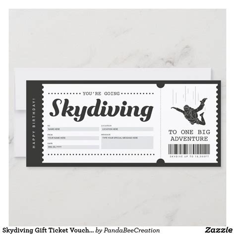 Skydiving Gift Ticket Voucher Certificate | Zazzle | Gift voucher design, Skydiving, Ticket card