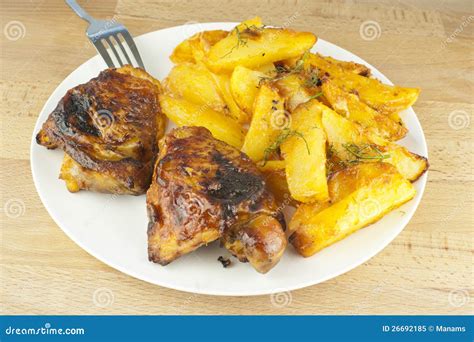 Roast chicken and chips stock image. Image of fried, tasty - 26692185