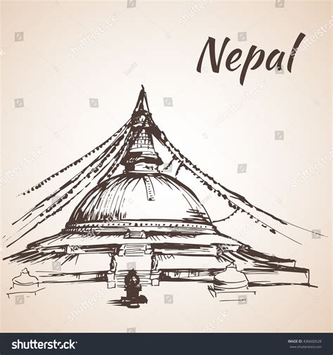 Boudhanath Stupa Kathmandu Nepal Isolated On Stock Vector (Royalty Free ...