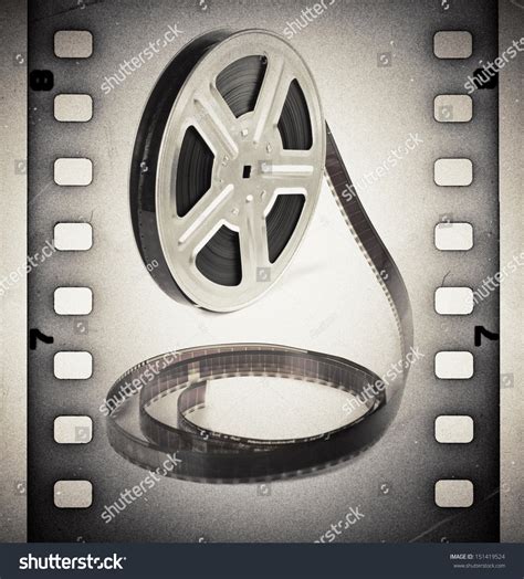 Old Motion Picture Film Reel With Film Strip. Vintage Background Stock ...