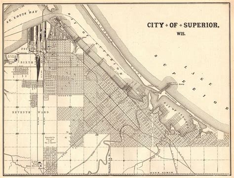 1901 Antique SUPERIOR Wisconsin Map Vintage Map of Superior Gallery ...