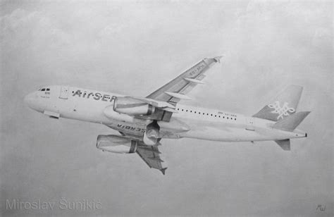 Pencil Drawing of an Airplane by Miroslav Sunjkic #airserbia #airliner #pencil #drawing # ...