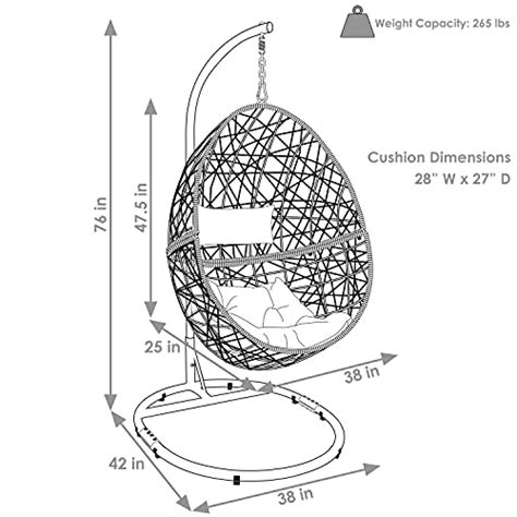 Sunnydaze Caroline Hanging Egg Chair Swing with Steel Stand Set - All ...