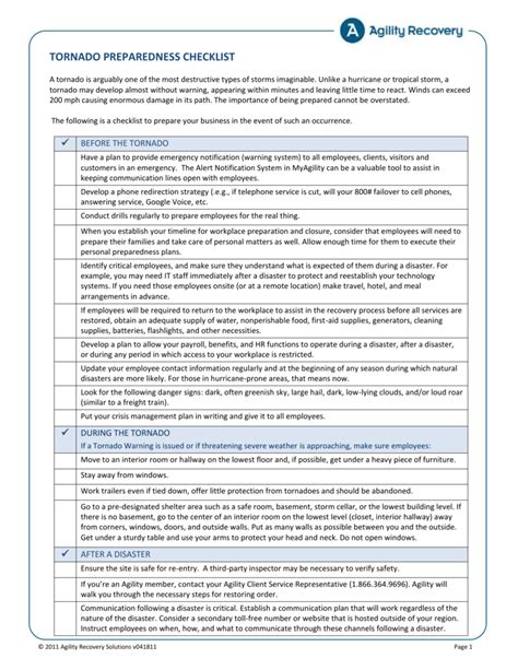 Tornado Checklist