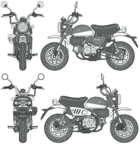 Honda Monkey 125 2018 Blueprint - Download free blueprint for 3D modeling